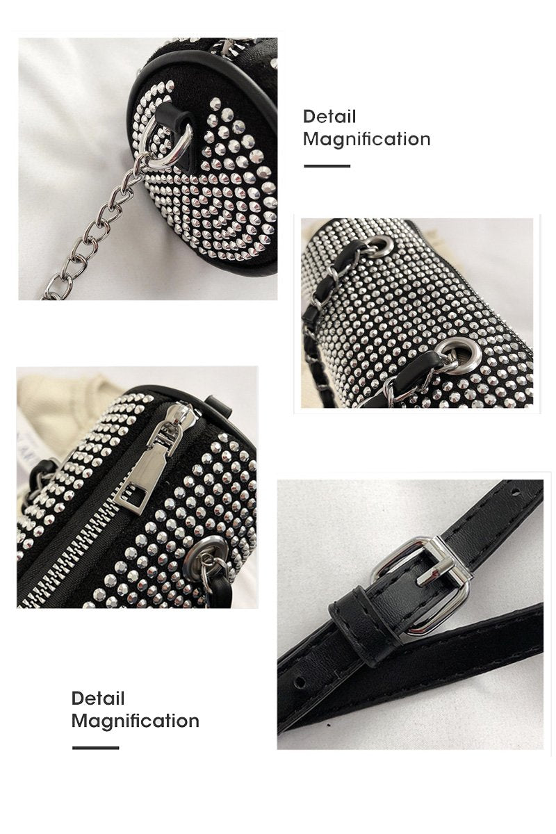 STUD DETAILED CHAIN STRAP MESSENGER BAG