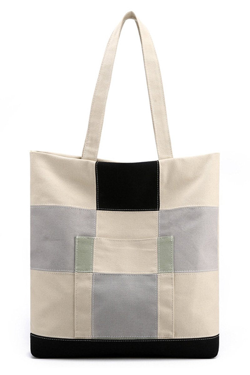 PLAID PATTERN CANVAS SHOULDER BAG