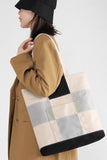 PLAID PATTERN CANVAS SHOULDER BAG