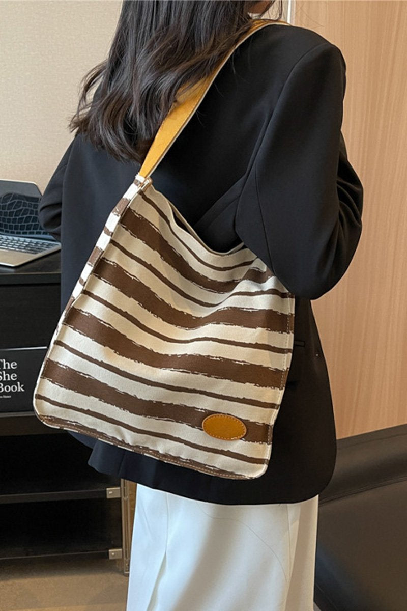 STRIPE PATTERN CASUAL SHOULDER BAG