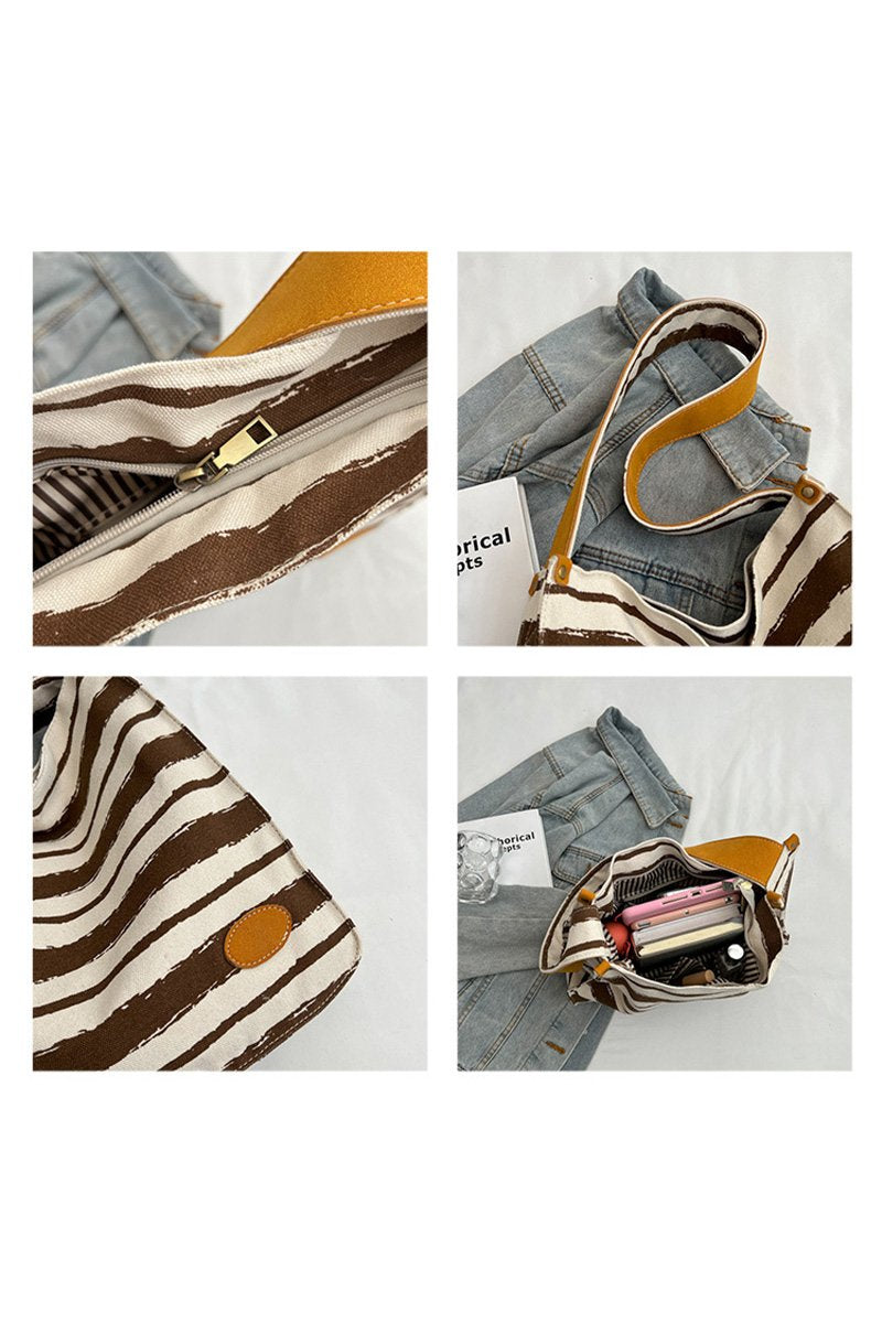 STRIPE PATTERN CASUAL SHOULDER BAG