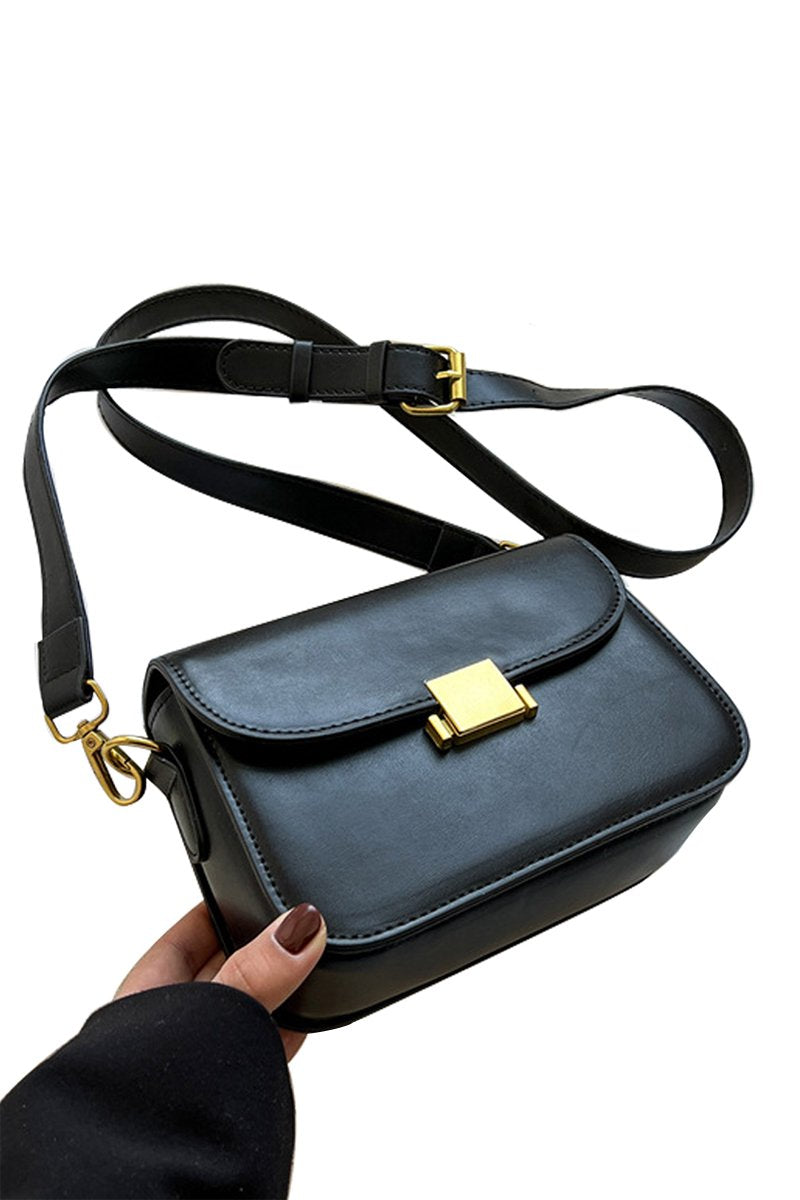 LEATHER STRAP SQUARE MESSENGER BAG