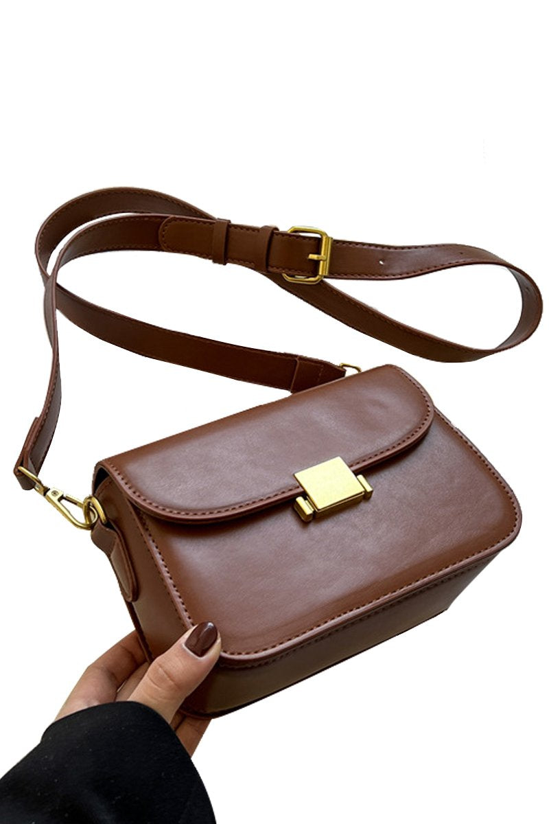 LEATHER STRAP SQUARE MESSENGER BAG