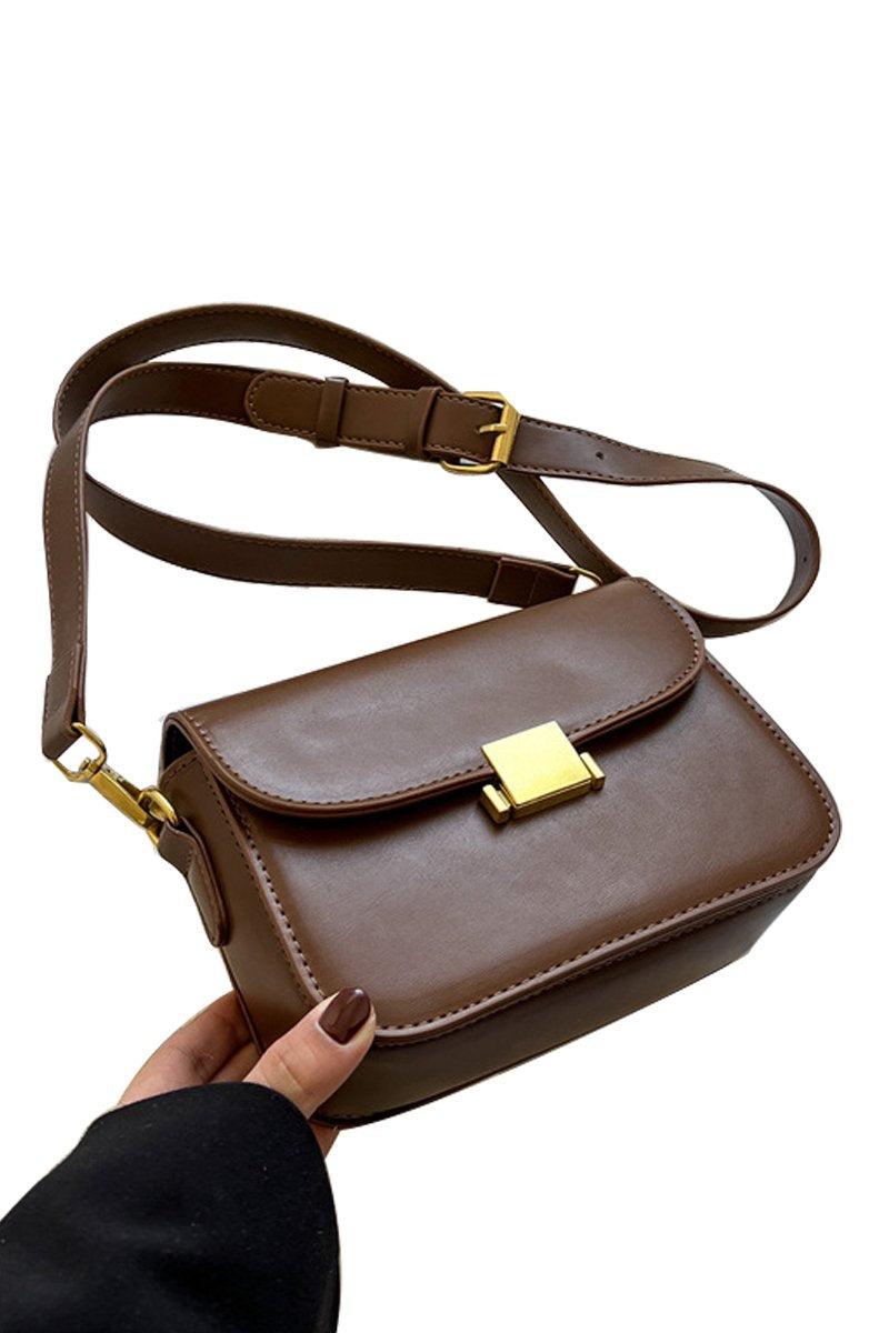 LEATHER STRAP SQUARE MESSENGER BAG