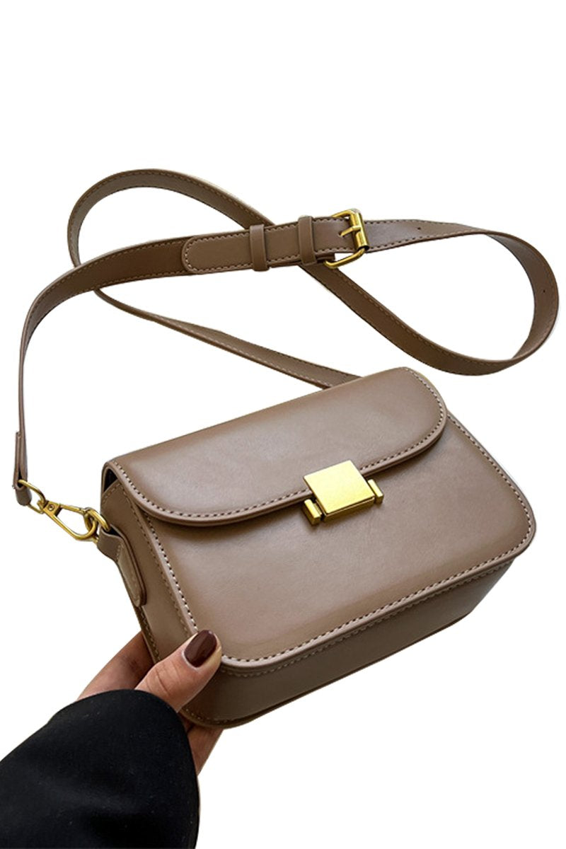 LEATHER STRAP SQUARE MESSENGER BAG