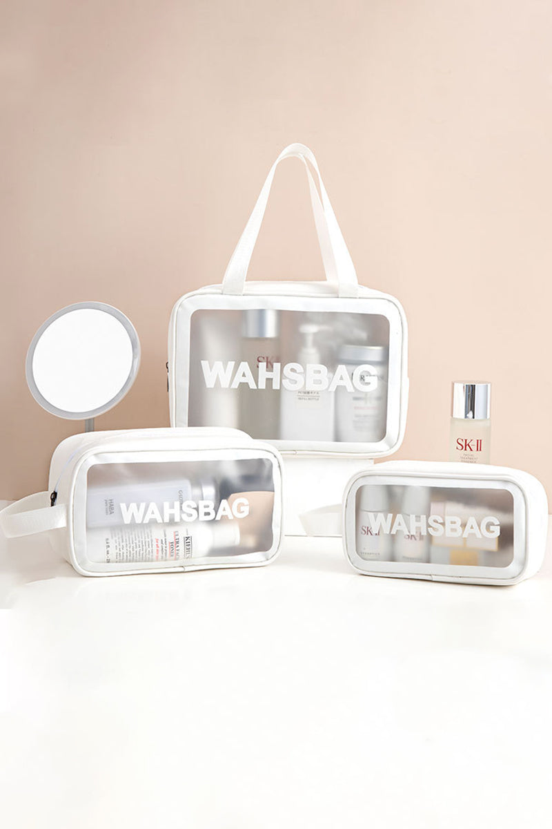 3SET TRAVEL PORTABLE LETTER GRAPHIC MAKEUP WASH BAG