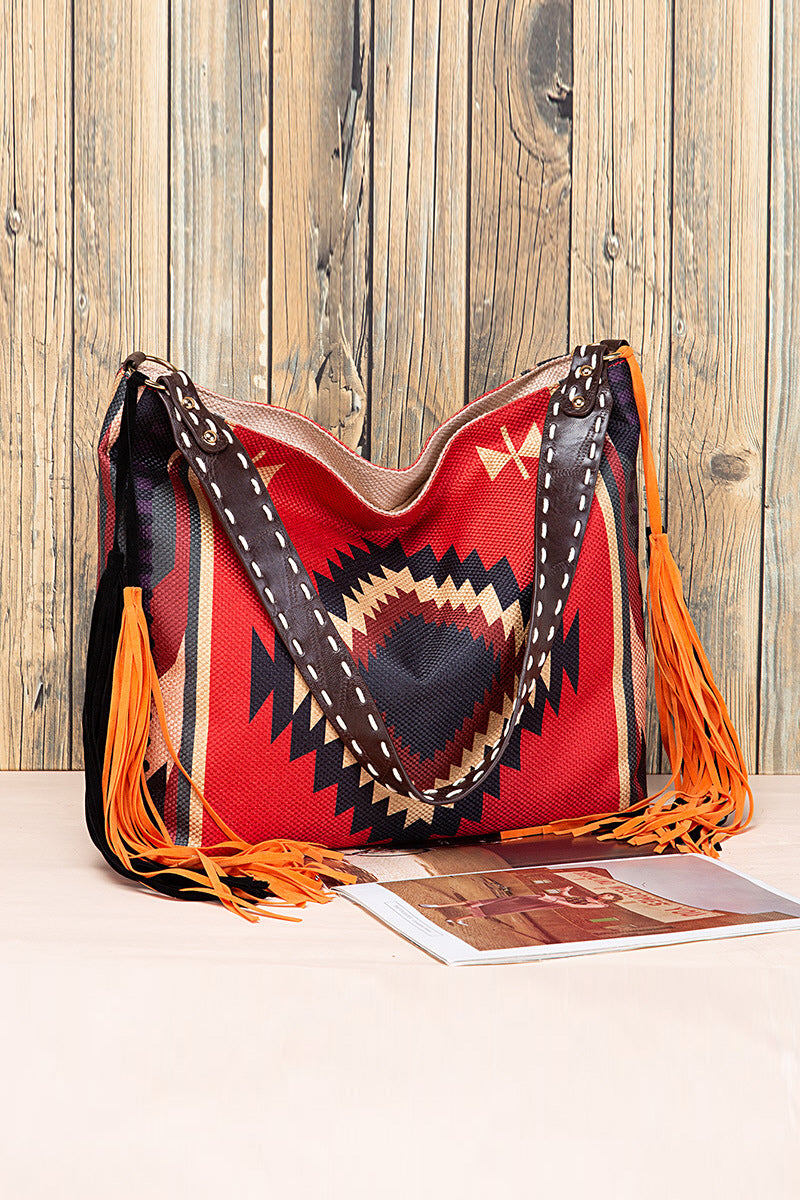 WOMEN CANVAS ETHNIC TRAVEL TASSEL BAGS