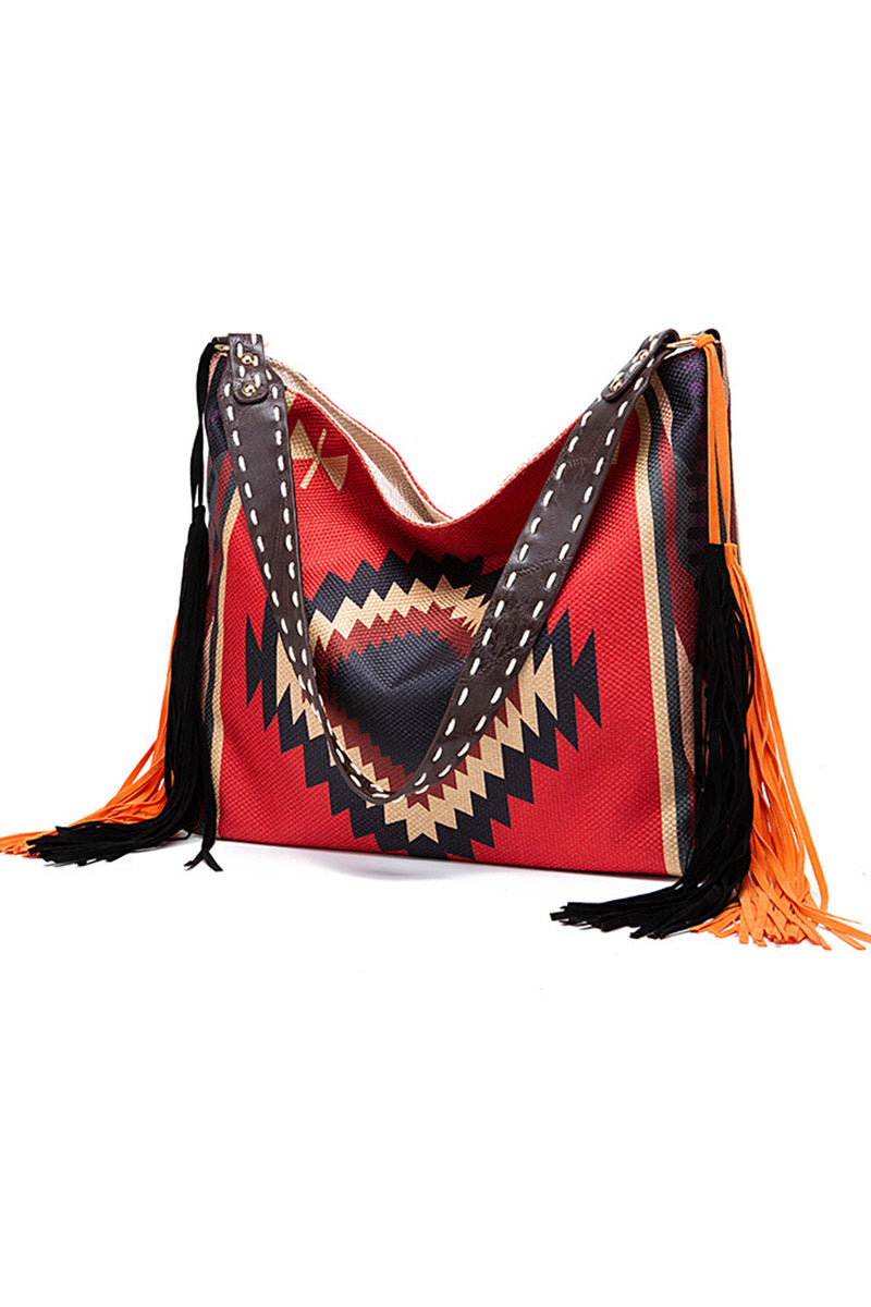 WOMEN CANVAS ETHNIC TRAVEL TASSEL BAGS