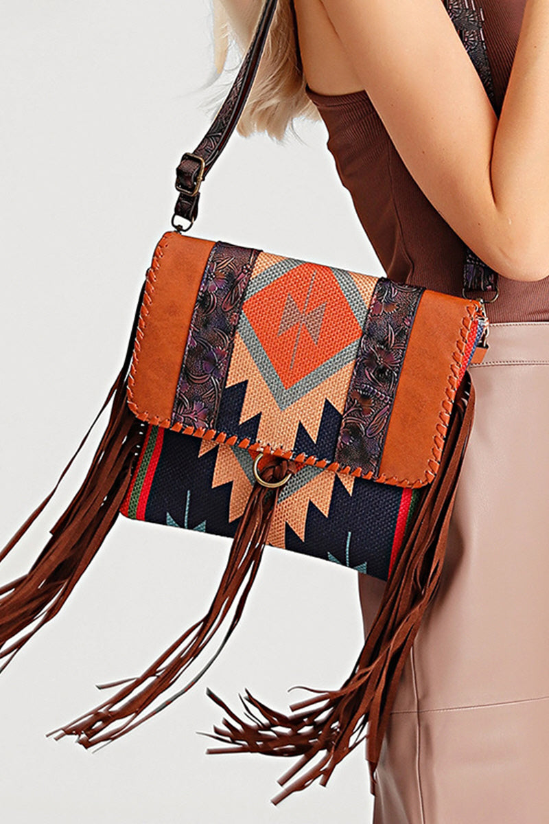 WOMEN VINTAGE TASSEL ONE SHOULDER DIAGONAL BAG