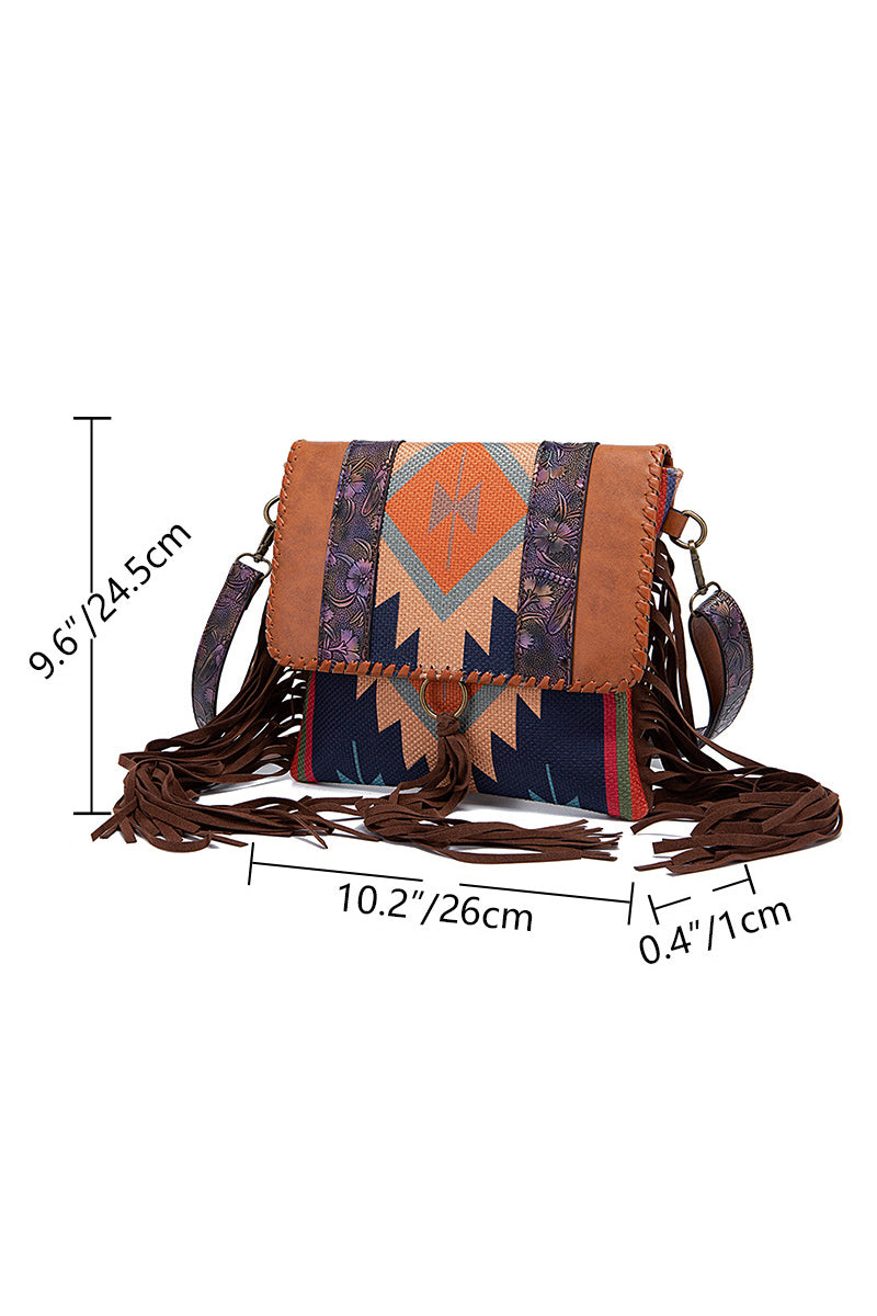 WOMEN VINTAGE TASSEL ONE SHOULDER DIAGONAL BAG