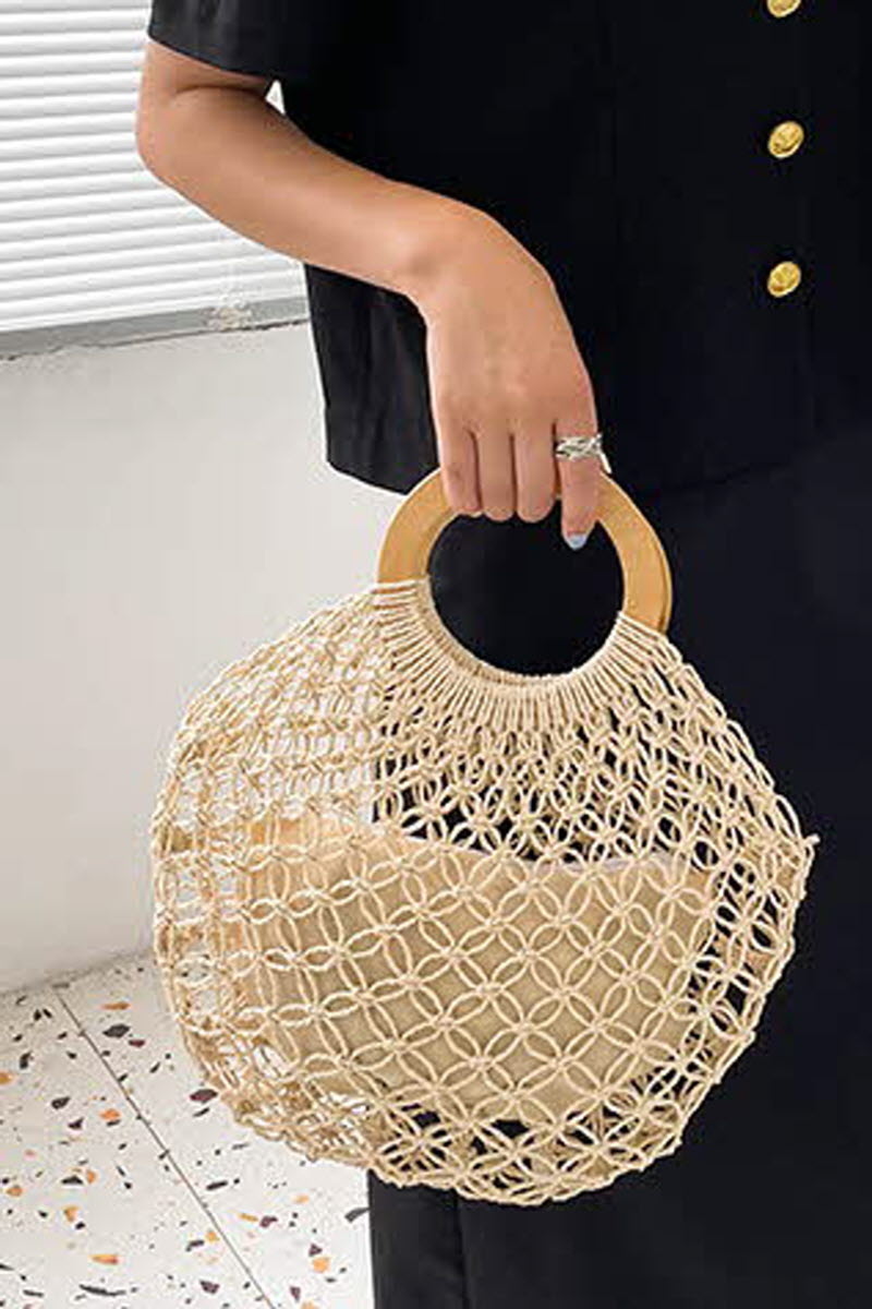 STRAW WOVEN SUMMER BEACH BAG