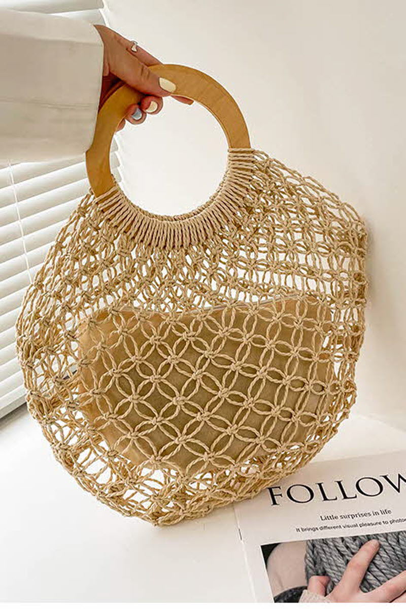 STRAW WOVEN SUMMER BEACH BAG