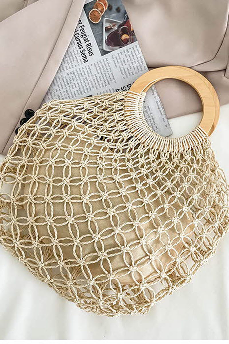 STRAW WOVEN SUMMER BEACH BAG