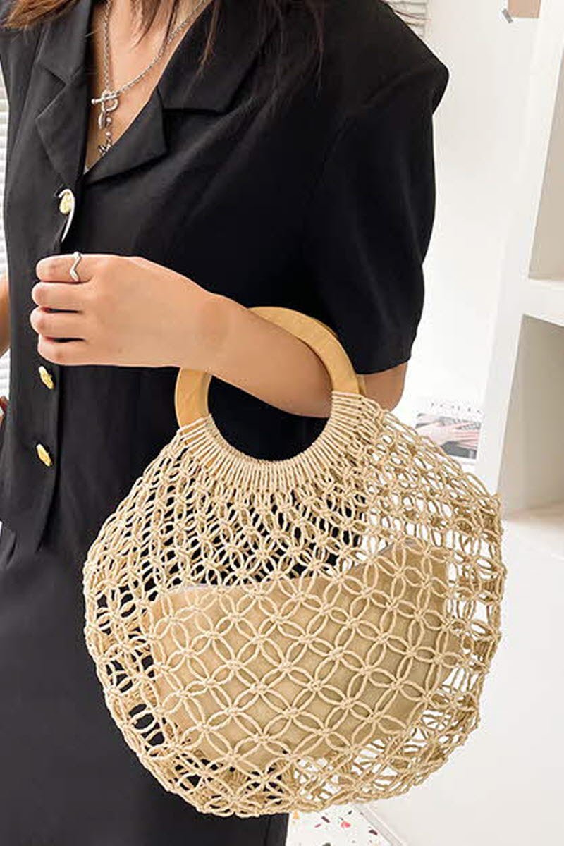 STRAW WOVEN SUMMER BEACH BAG