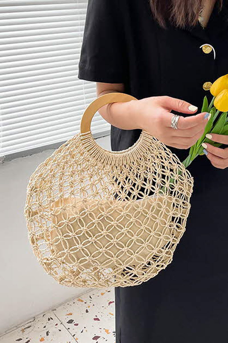 STRAW WOVEN SUMMER BEACH BAG