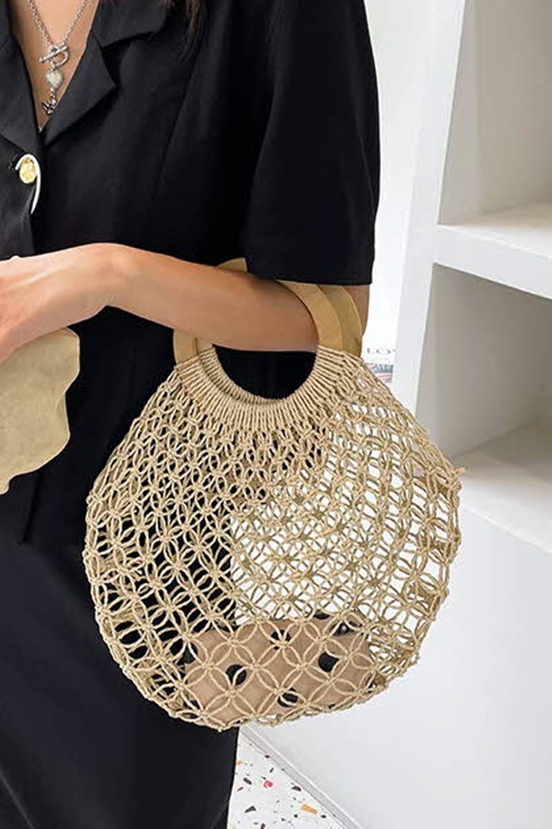 STRAW WOVEN SUMMER BEACH BAG