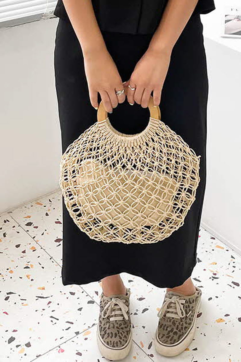 STRAW WOVEN SUMMER BEACH BAG