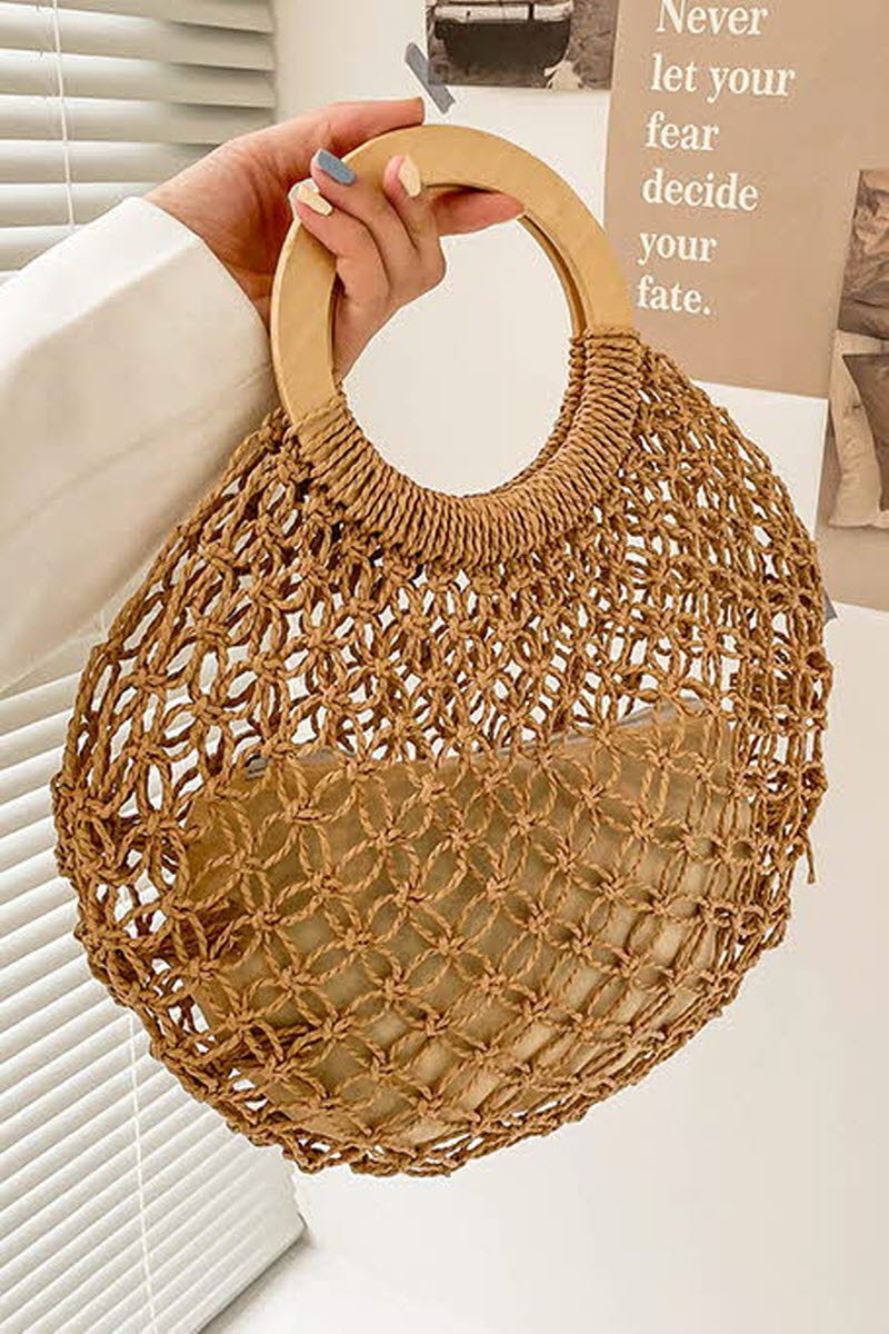 STRAW WOVEN SUMMER BEACH BAG