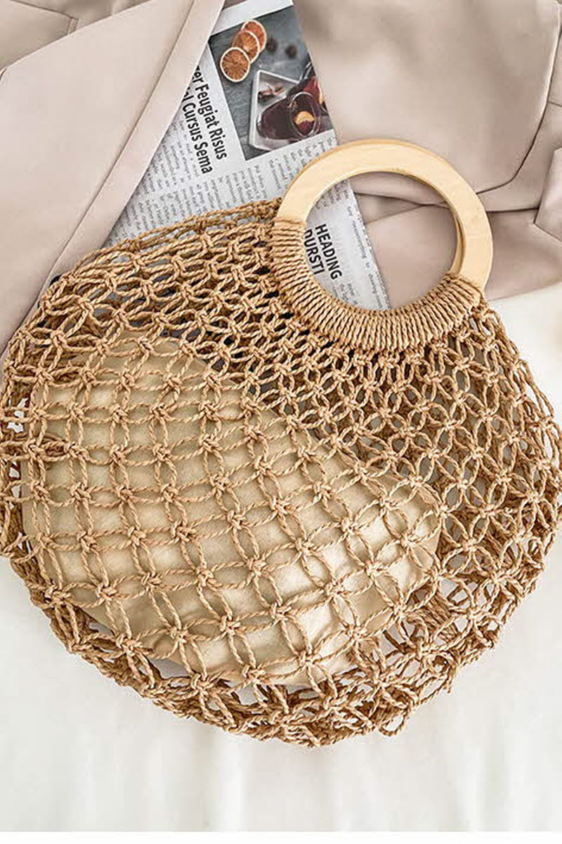 STRAW WOVEN SUMMER BEACH BAG