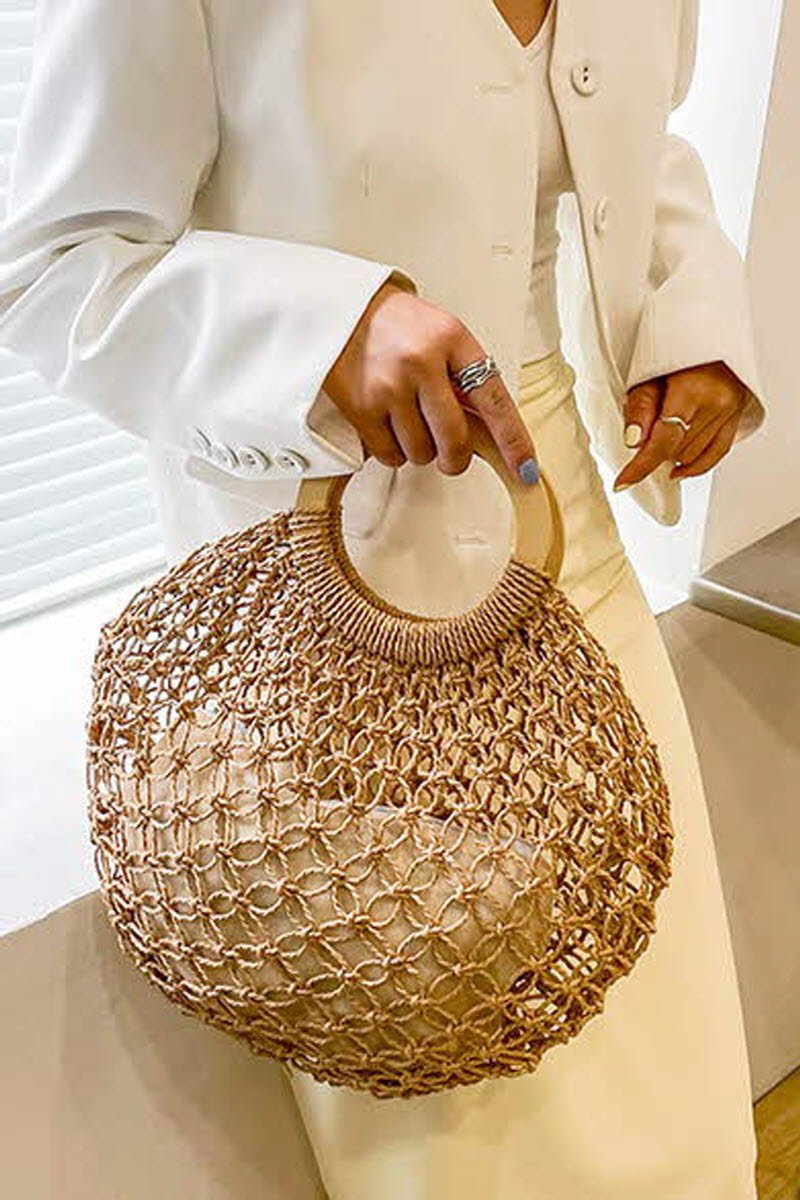 STRAW WOVEN SUMMER BEACH BAG