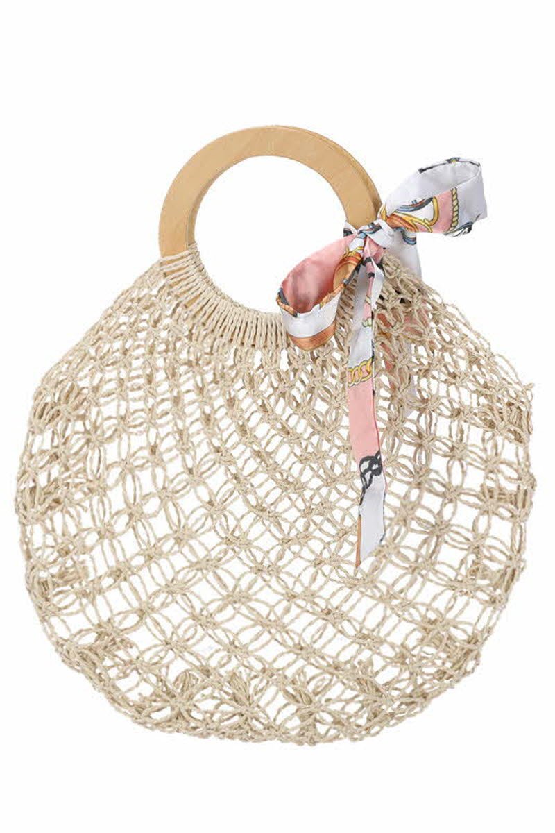 SILK SCARF DECORATION BEACH BAG