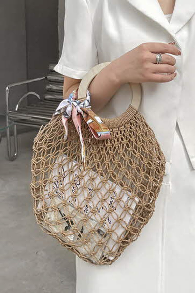 SILK SCARF DECORATION BEACH BAG