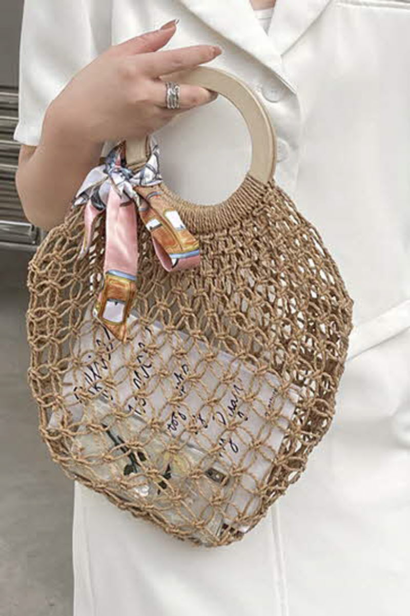 SILK SCARF DECORATION BEACH BAG