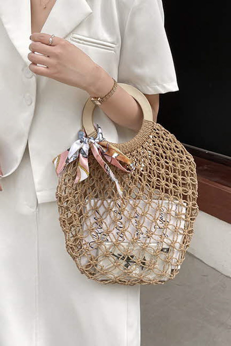 SILK SCARF DECORATION BEACH BAG