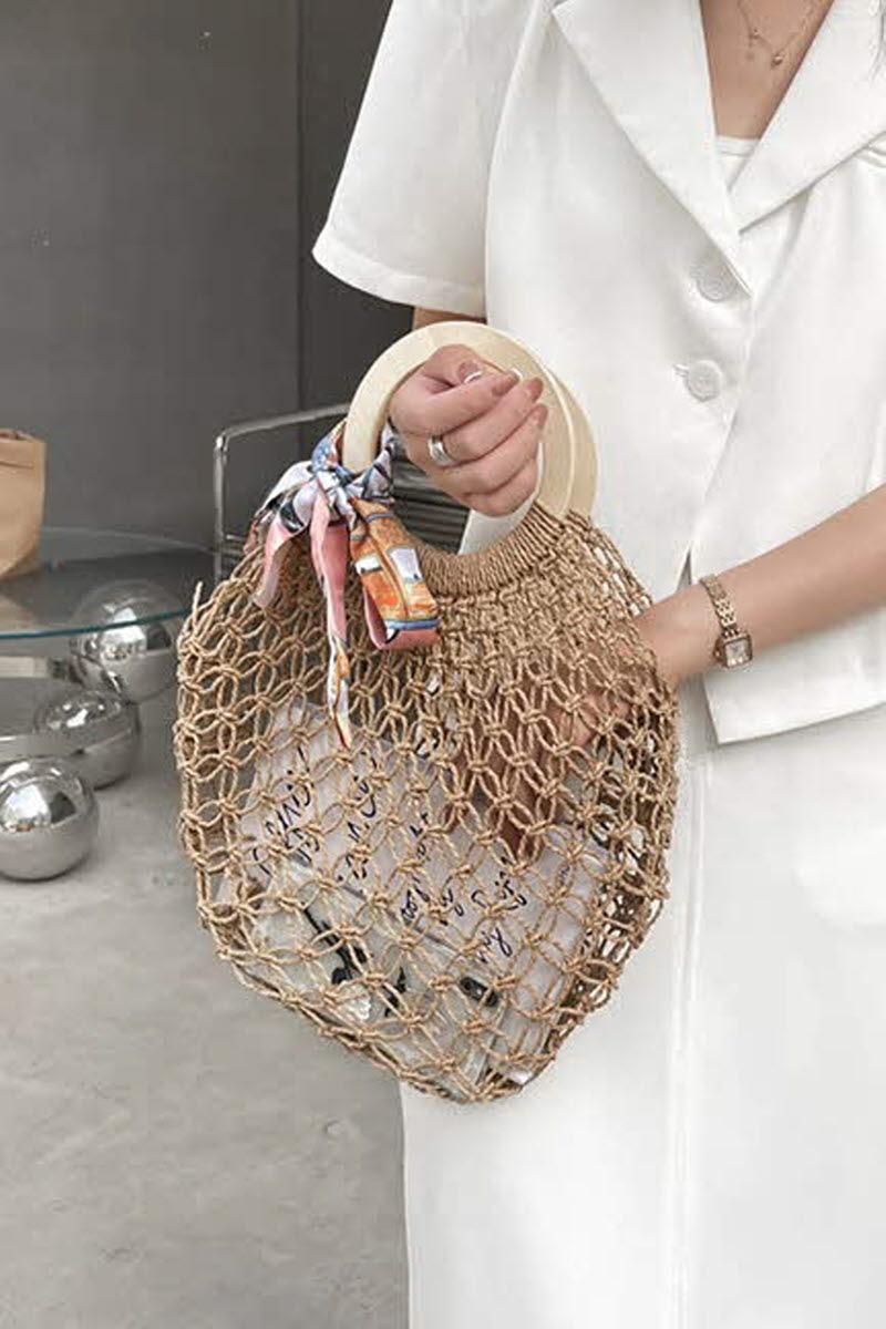 SILK SCARF DECORATION BEACH BAG