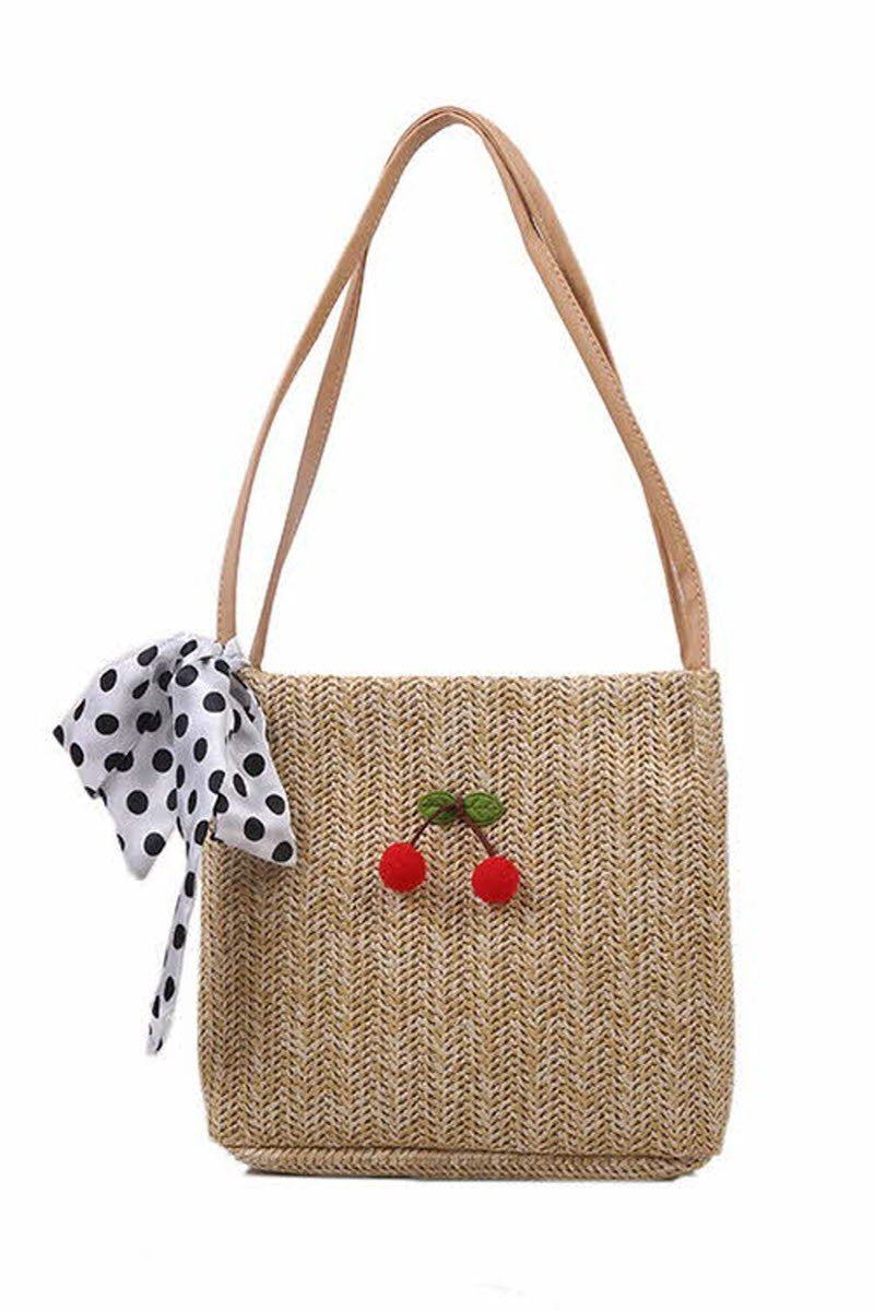 SWEET CHERRY WOVEN SHOULDER BAG