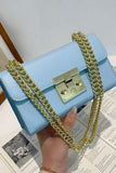 SOLID COLOR LOCK SHOULDER BAG