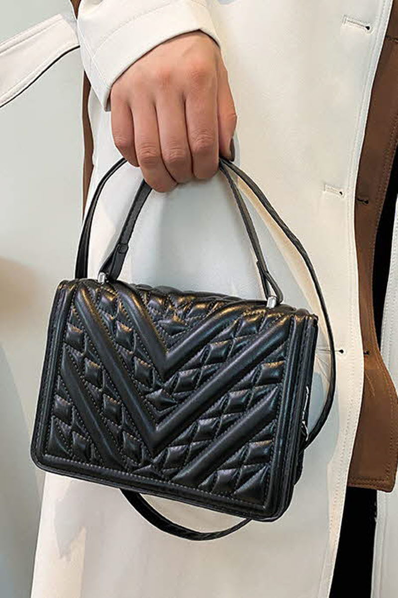 EMBROIDERED SOLID COLOR SMALL SQUARE BAG