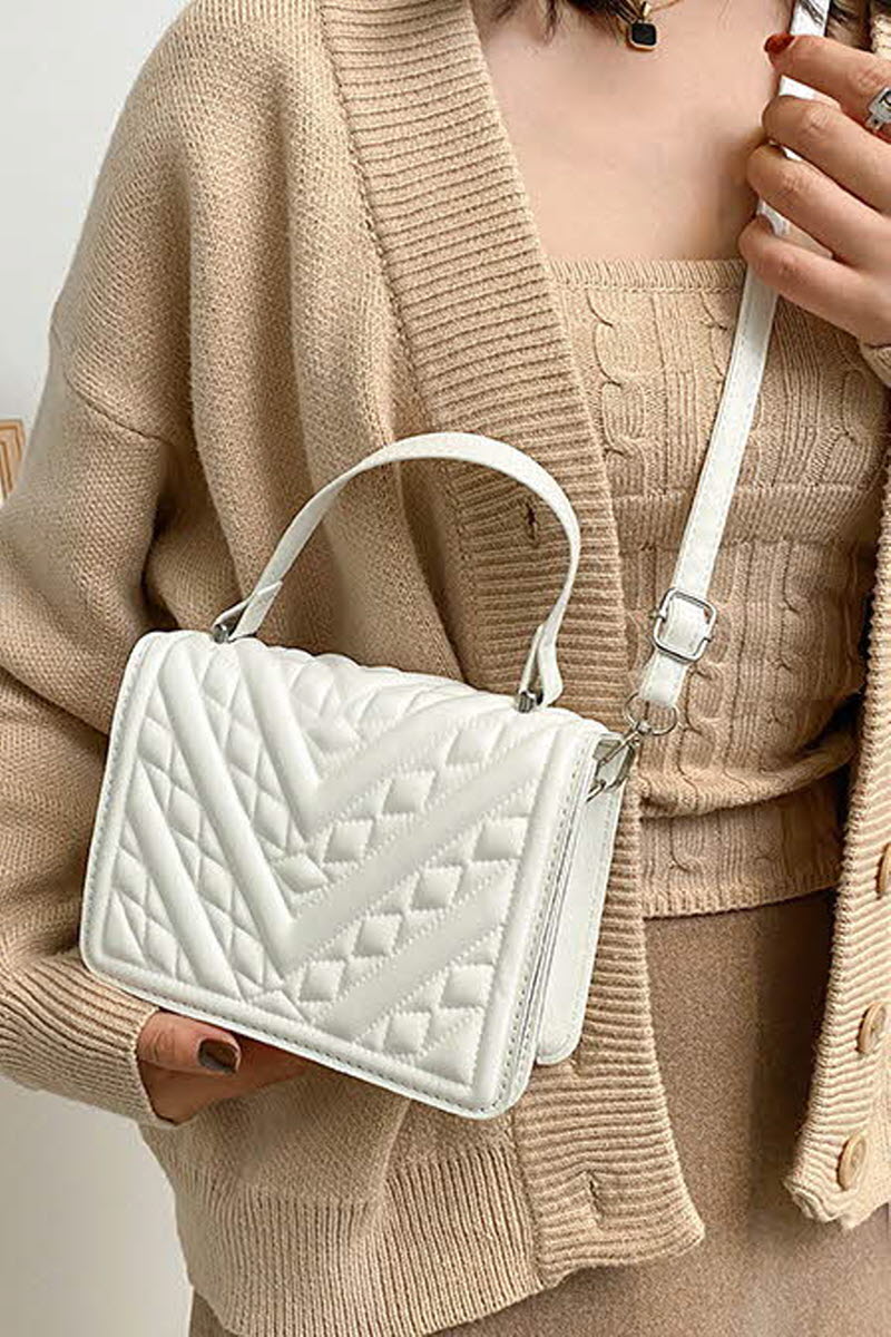 EMBROIDERED SOLID COLOR SMALL SQUARE BAG