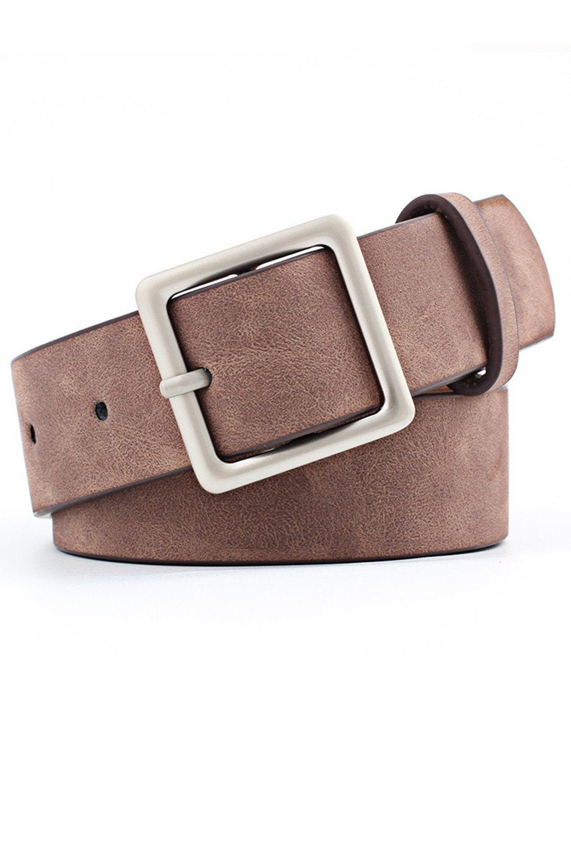 BASIC LEATHERETTE TRENDY SQUARE BUCKLE BELT