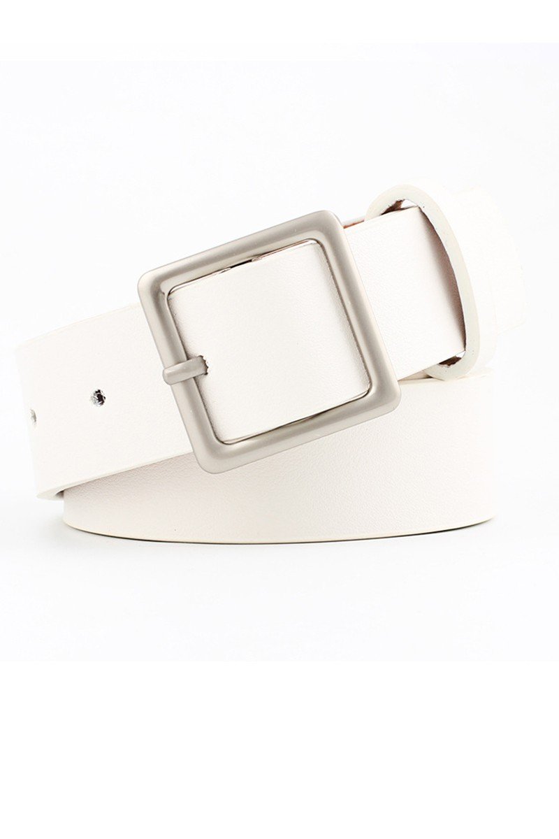 BASIC LEATHERETTE TRENDY SQUARE BUCKLE BELT