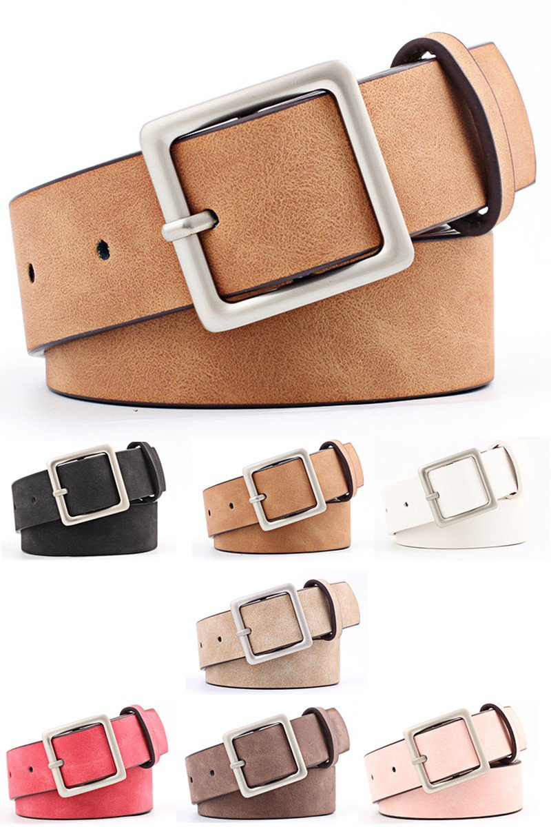 BASIC LEATHERETTE TRENDY SQUARE BUCKLE BELT