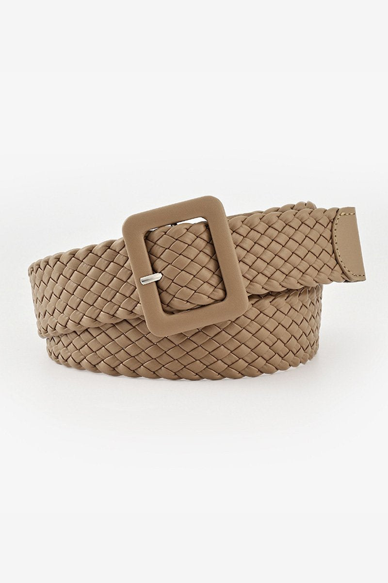 SQUARE BUCKLE QUILTED FASHION BELT