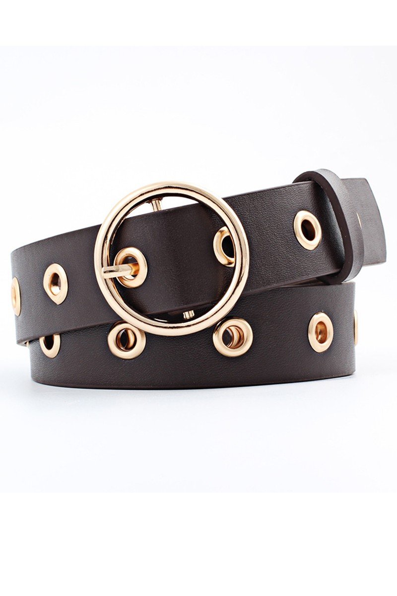 BASIC LEATHERETTE TRENDY HOLE BUCKLE BELT