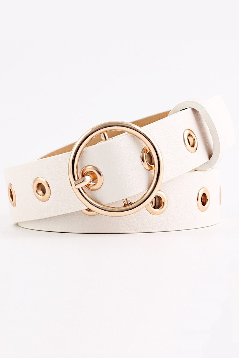 BASIC LEATHERETTE TRENDY HOLE BUCKLE BELT