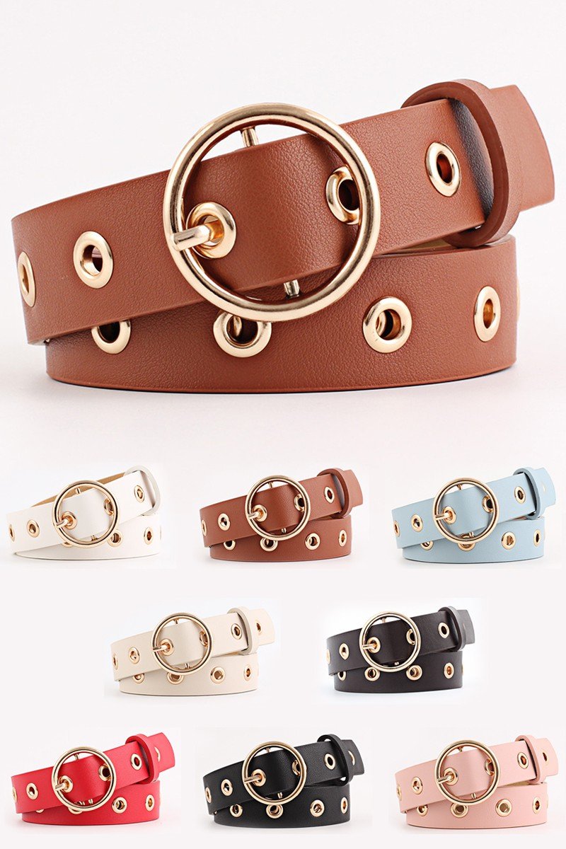 BASIC LEATHERETTE TRENDY HOLE BUCKLE BELT