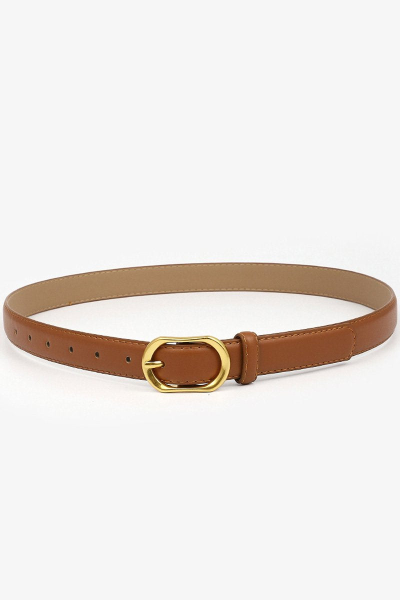 GOLD ROUND BUCKLE SLIM BELT