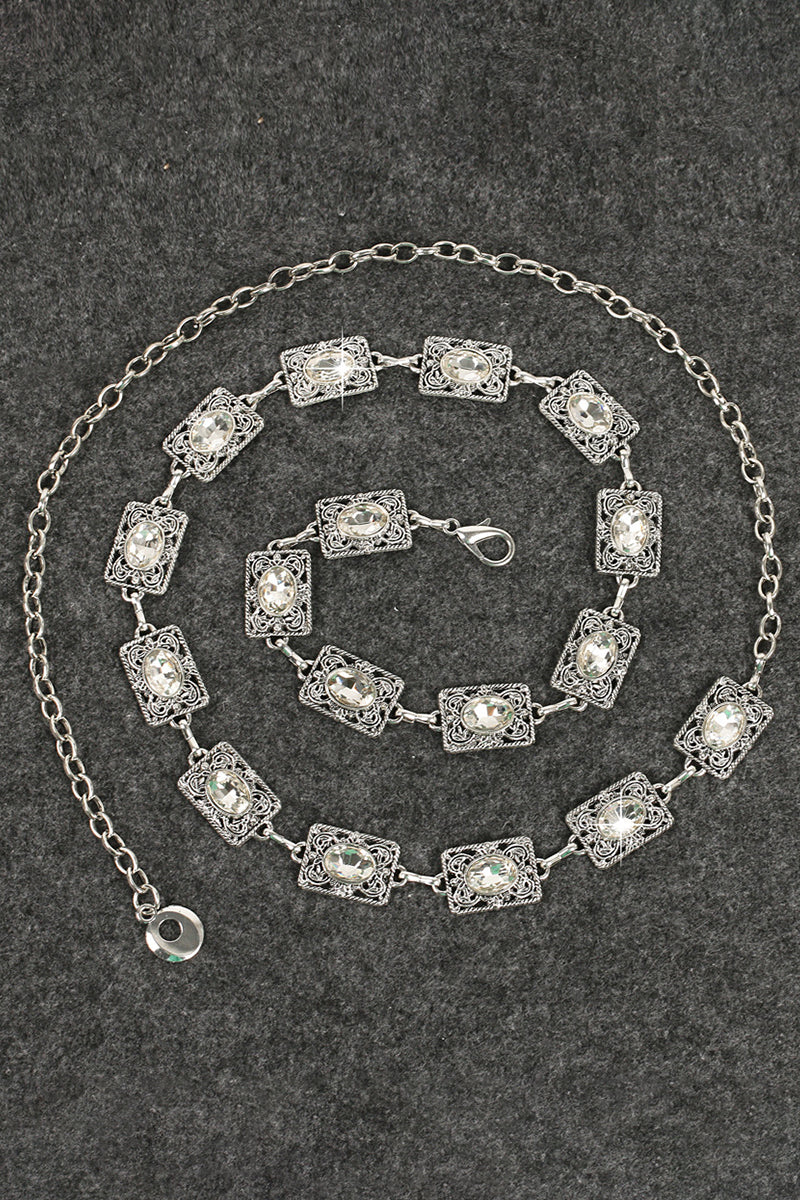 FASHION DIAMOND INLAID SILVER WAIST CHAIN