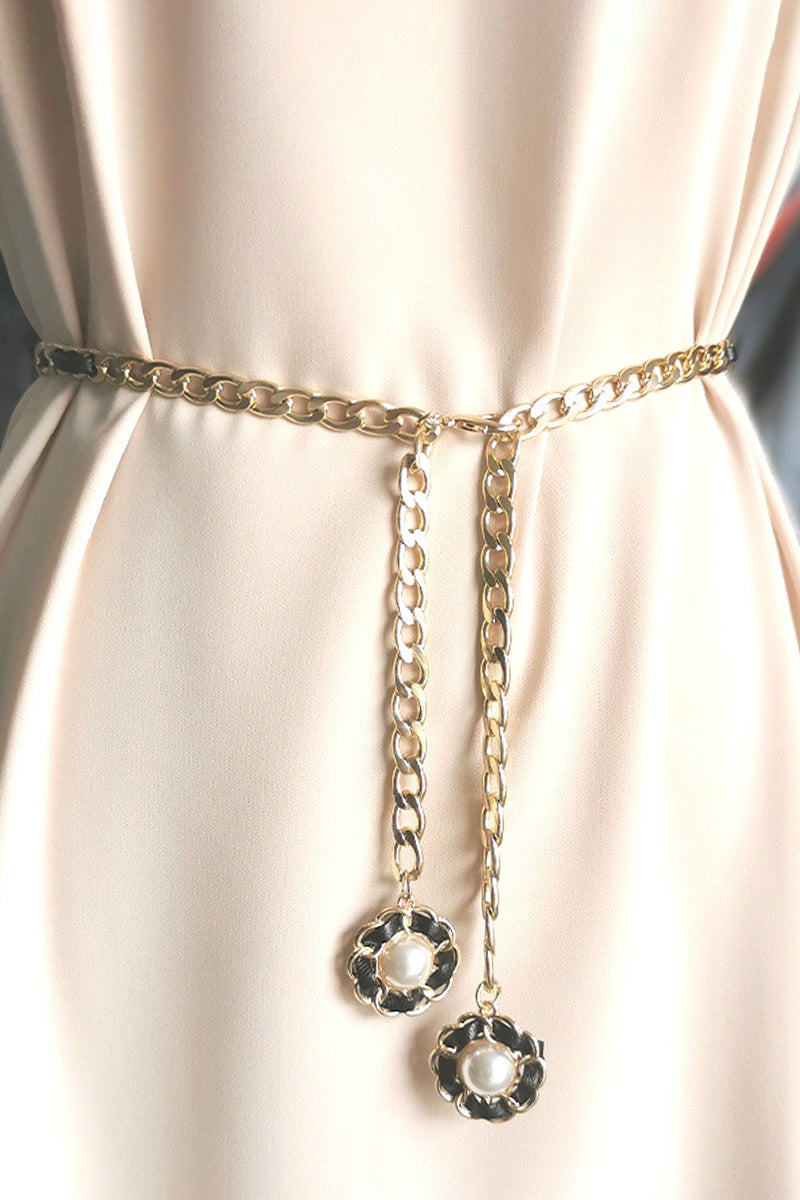 WOMEN WOVEN CAMELLIA CHAIN BELT