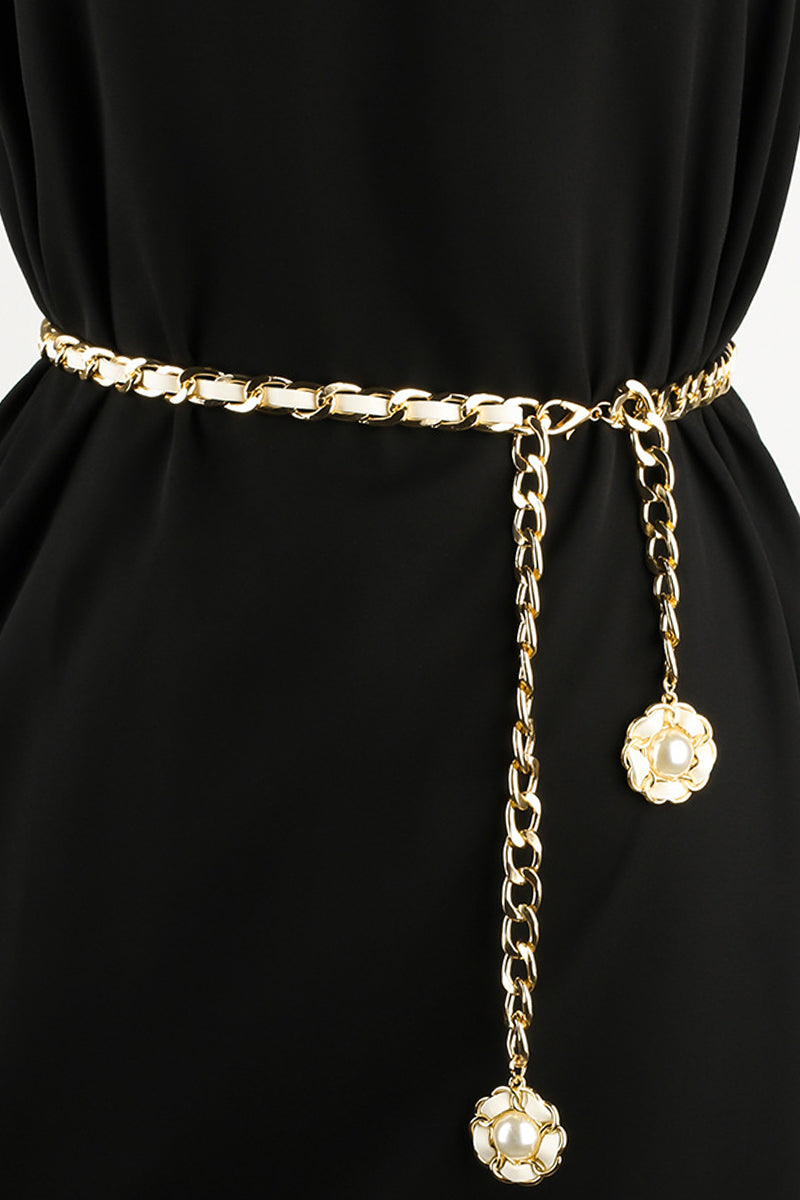 WOMEN WOVEN CAMELLIA CHAIN BELT