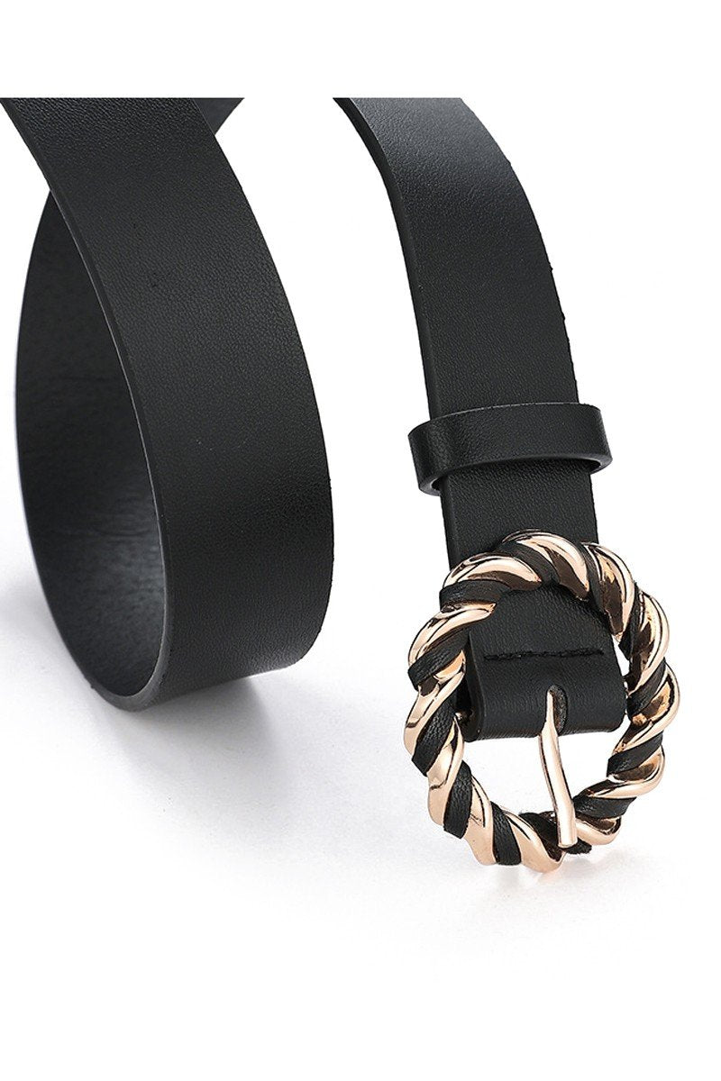 TRENDY TWISTED KNIT STYLE BUCKLE LEATHER BELT