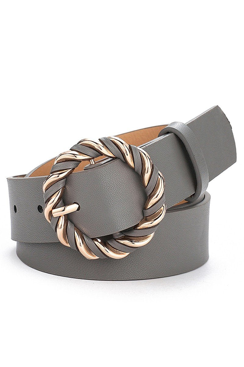 TRENDY TWISTED KNIT STYLE BUCKLE LEATHER BELT