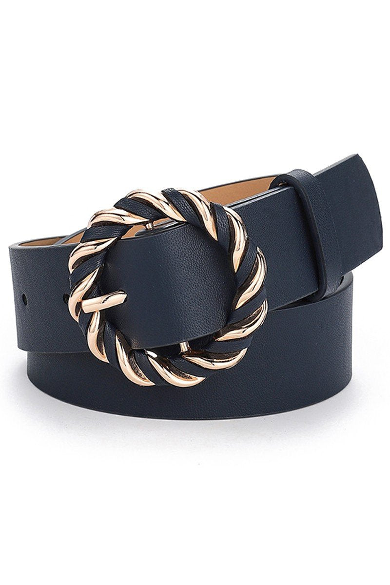 TRENDY TWISTED KNIT STYLE BUCKLE LEATHER BELT