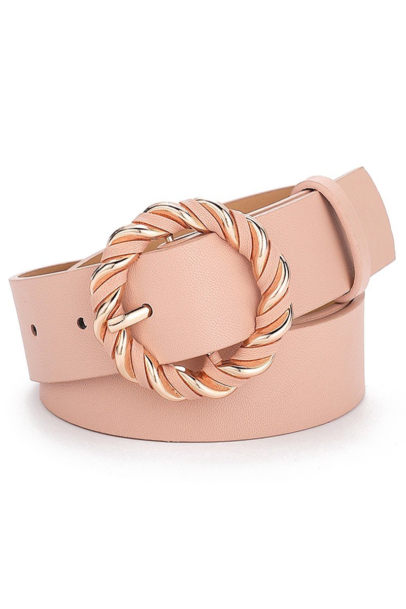 TRENDY TWISTED KNIT STYLE BUCKLE LEATHER BELT