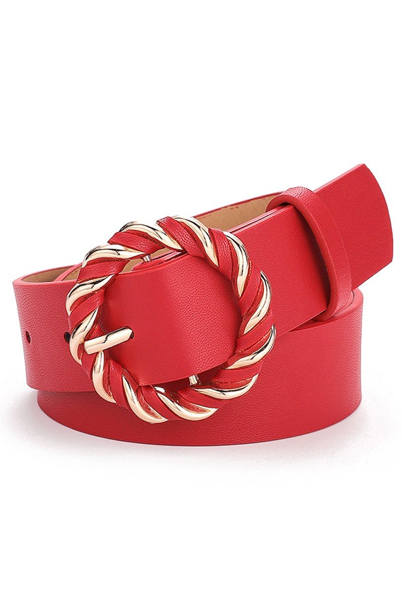 TRENDY TWISTED KNIT STYLE BUCKLE LEATHER BELT