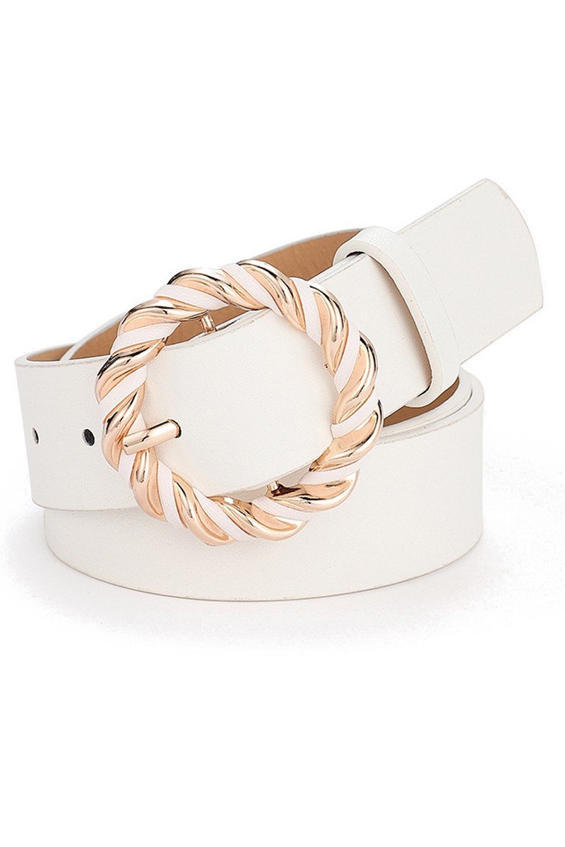 TRENDY TWISTED KNIT STYLE BUCKLE LEATHER BELT